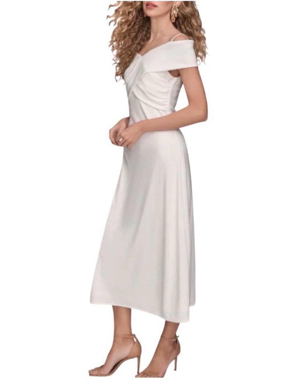 Donna Karan One-Shoulder White Evening Dress - Picture 5 of 6